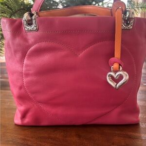 Brighton Pink Leather Heart Tote Bag